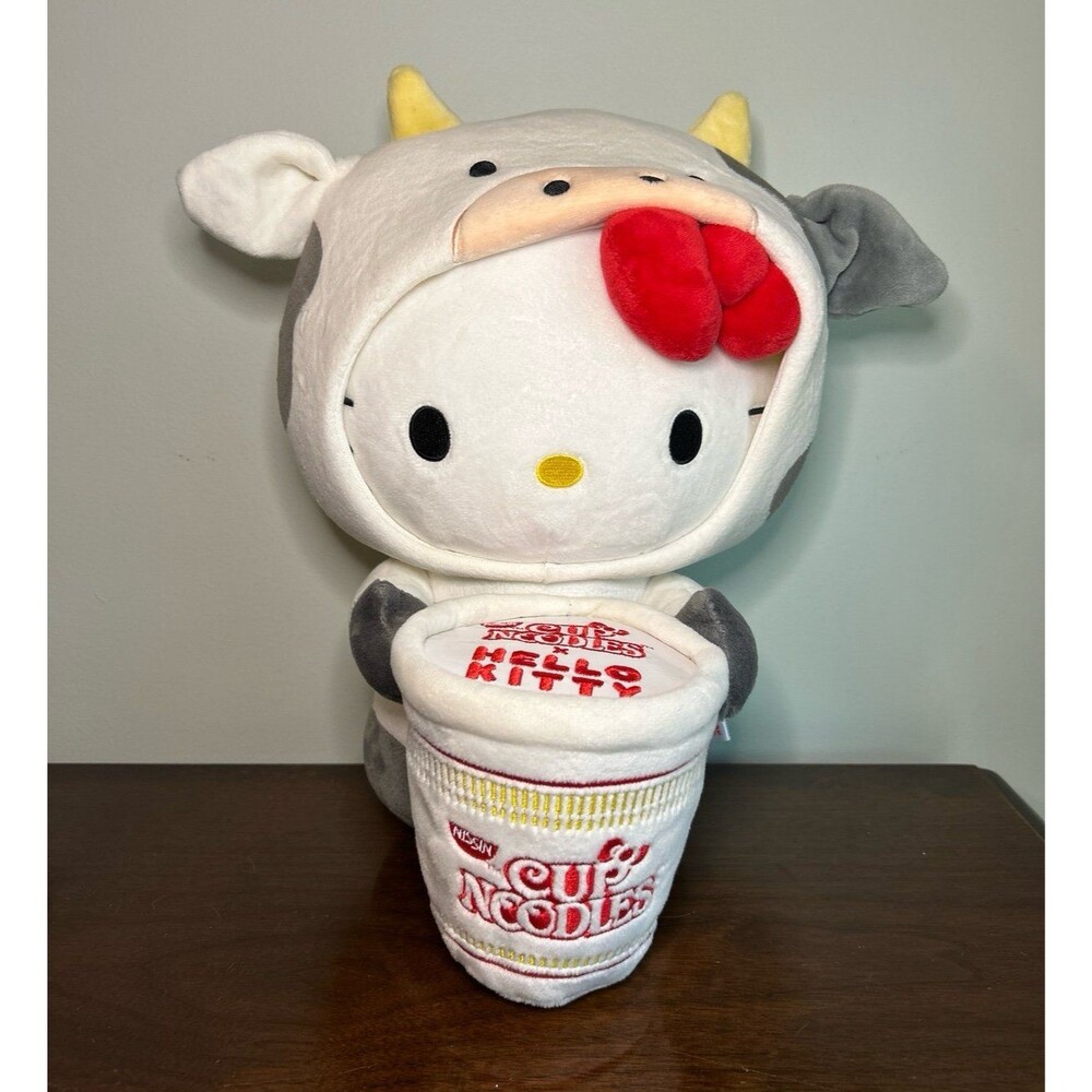 Sanrio Hello Kitty Cup Noodles Plush Beef Kidrobot Cow 13"